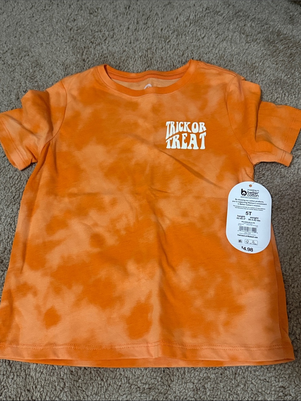 wonder nation Orange Tie-Dye "Trick or Treat" Short Sleeve Tee